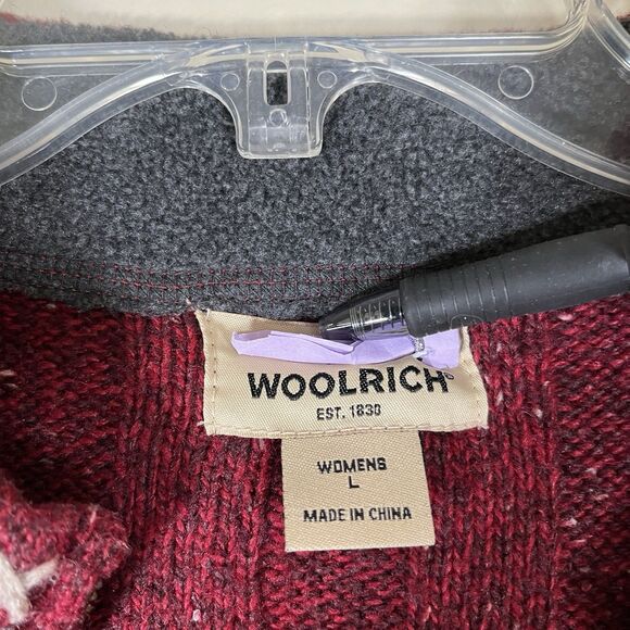 Vintage Woolrich Womens Sz Large Knit Sweater Vest Ruby Heather Zip GrannyCore - Picture 7 of 10